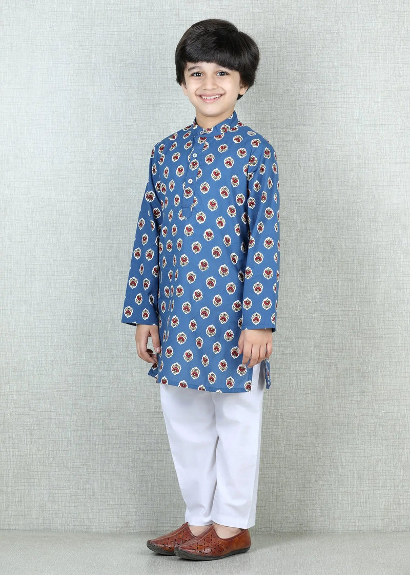 Navy Blue Cotton Kurta Boys (6 months - 12 Years)