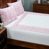 Provencal Lilac Hand Block Print Cotton Bedsheet with Pillow Cover