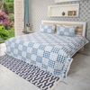 Blue Color Hand Block Printed Katha Bedcover with 2 Pillow Covers