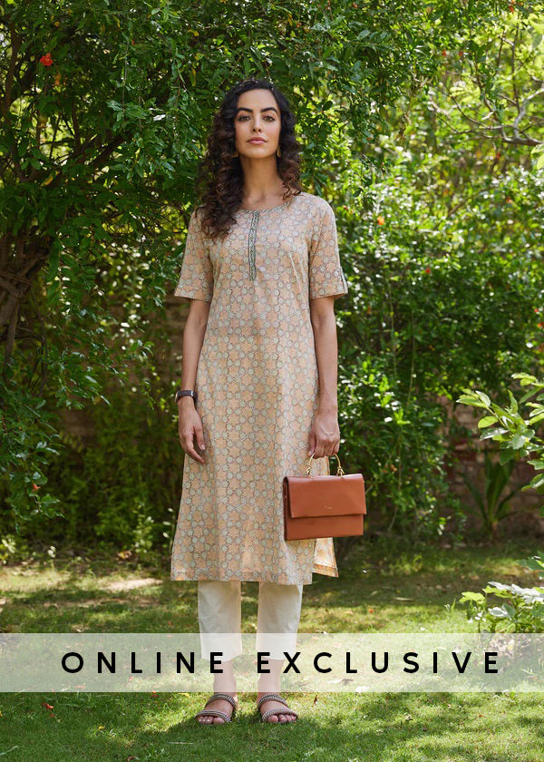 Beige Regular Voile Kurta