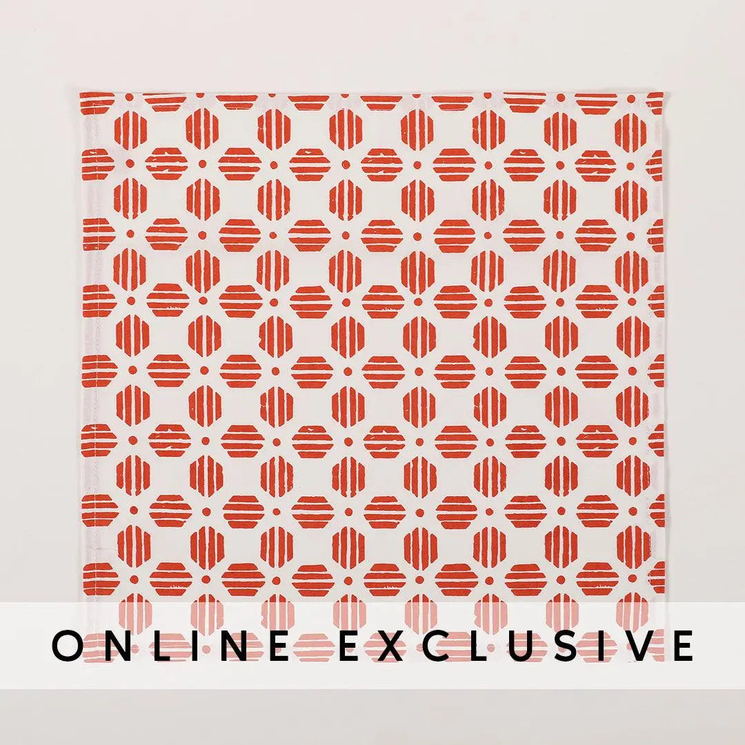 Red Cotton Printed Napkin Set of 6