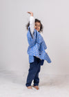 Jaal Blue Cotton Quilted Poncho Girls (2-14 Yrs)