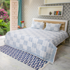 Blue Color Hand Block Printed Katha Bedcover with 2 Pillow Covers
