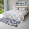 Grey Color Hand Block Printed Katha Bedcover with 2 Pillow Covers