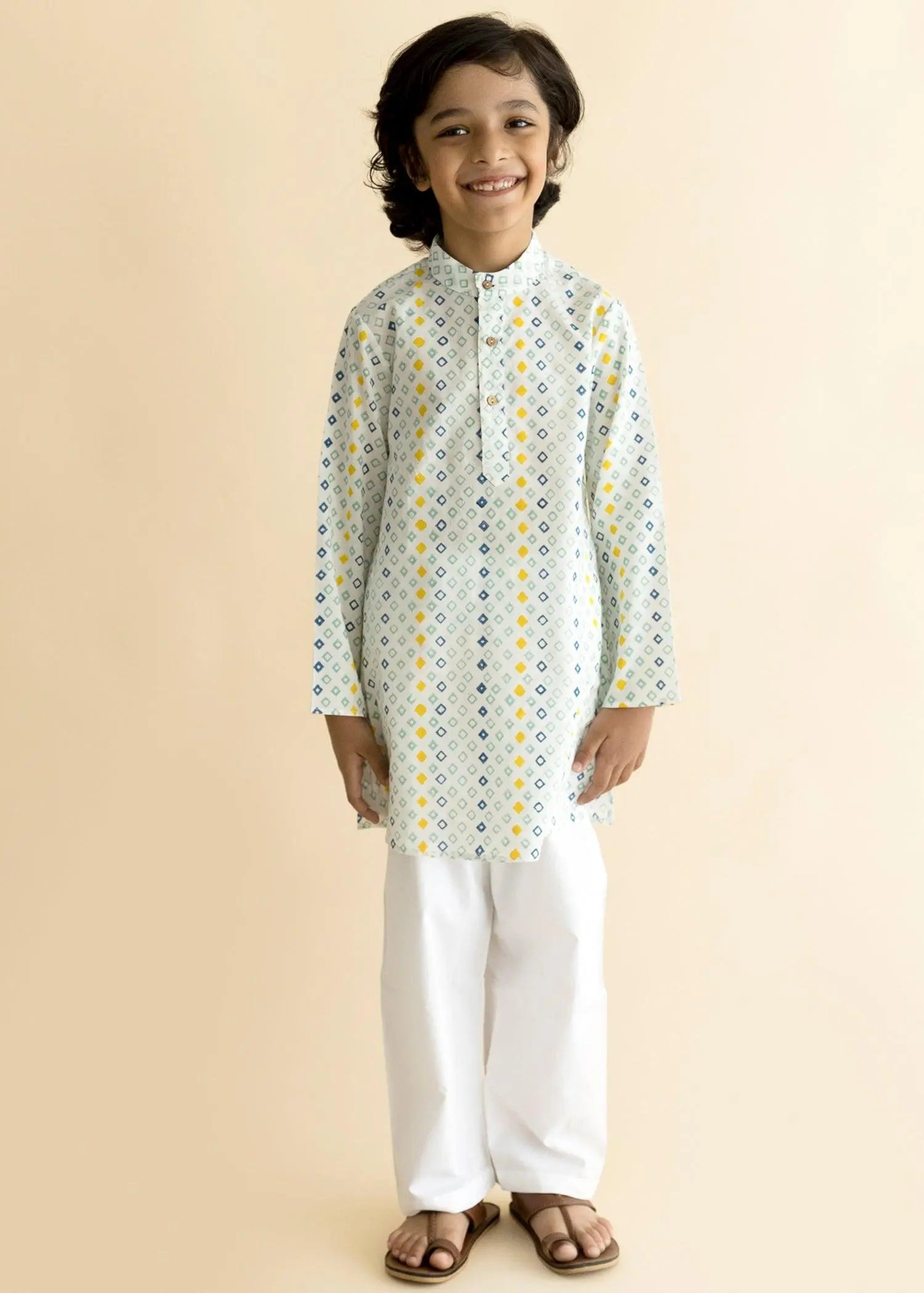 Diamond Blue Cotton Kurta Boys   (2-12 Yrs)