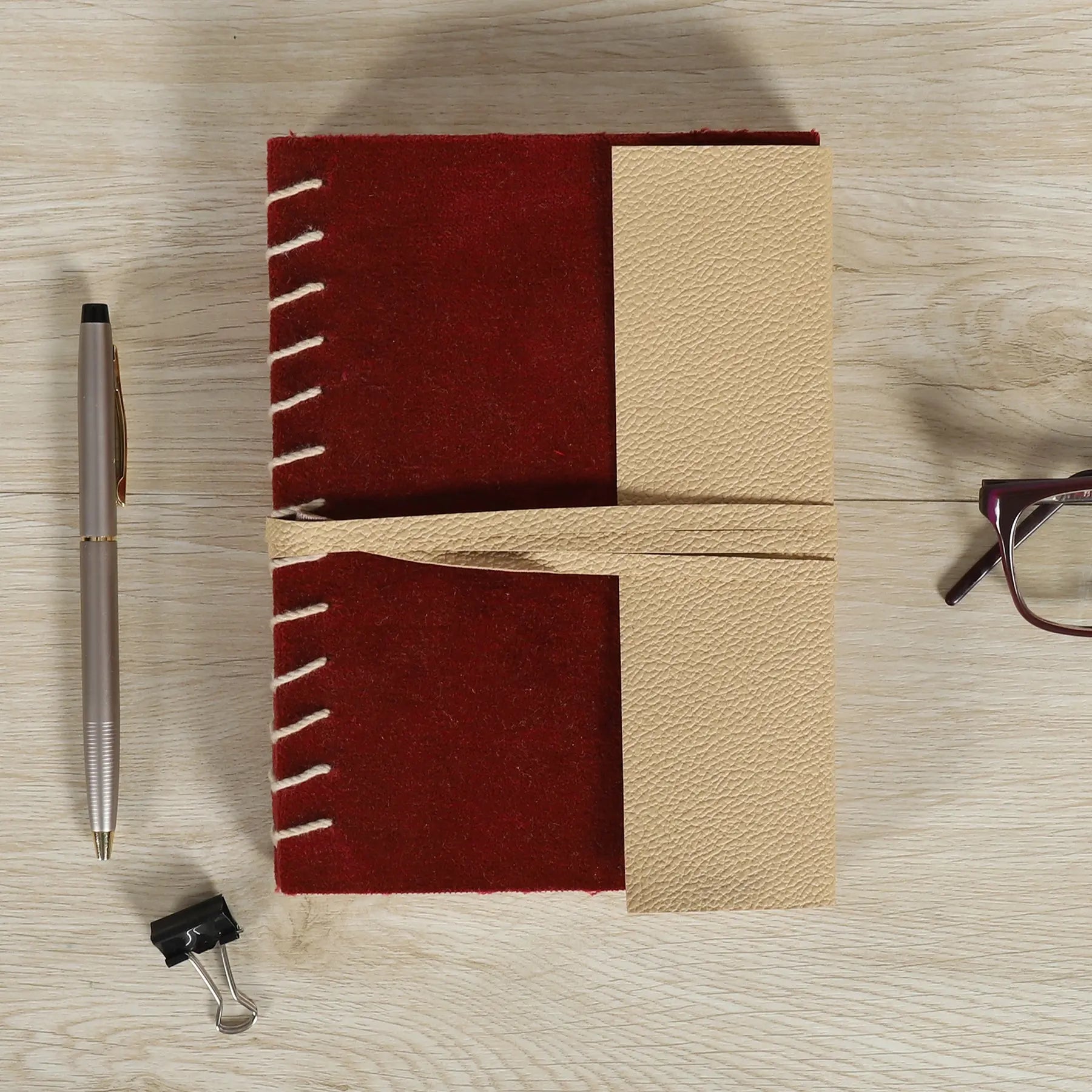 Maroon & Off White Color Bahi Note Book