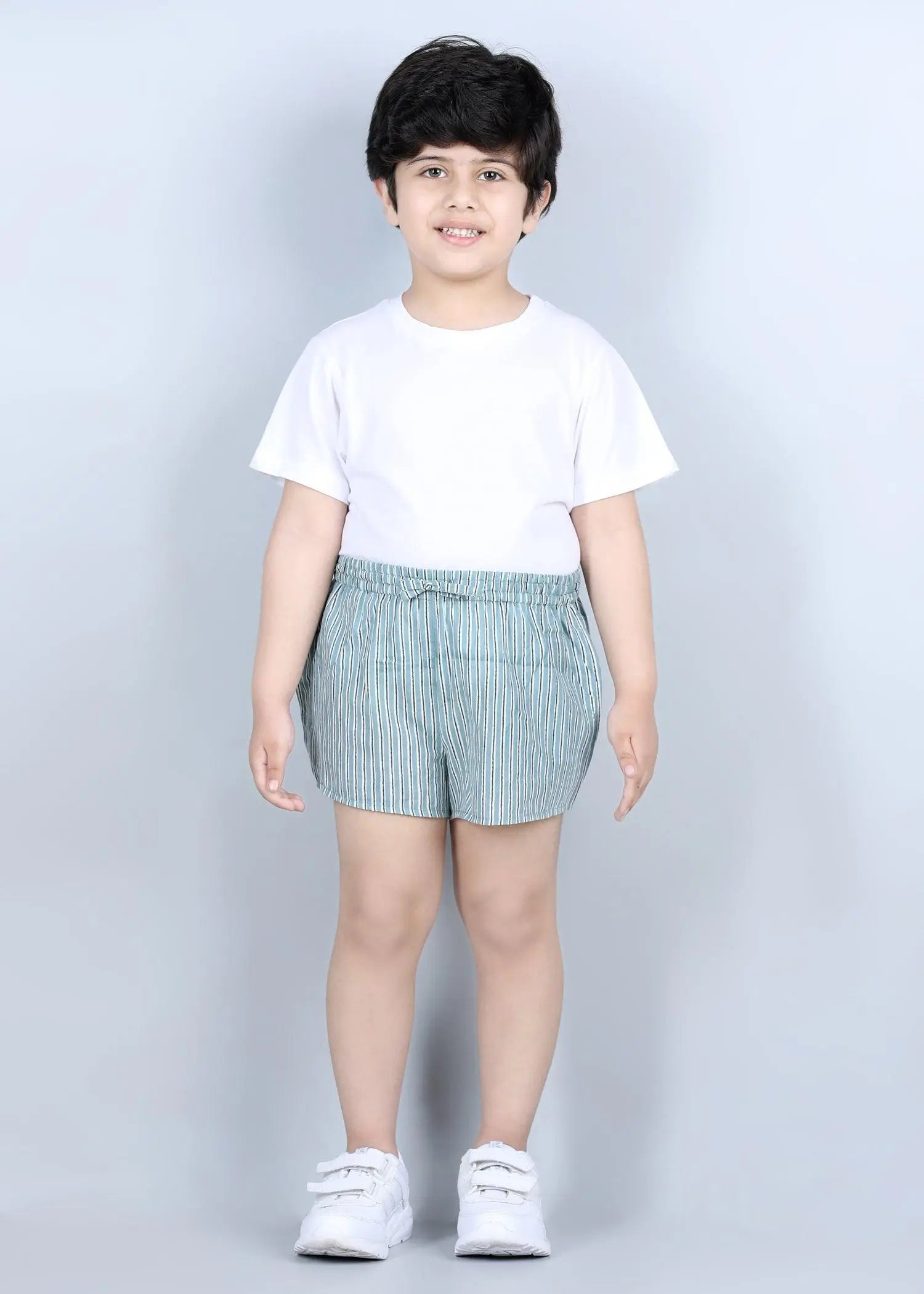 Stripes Green Cotton Snooze Shorts (1-14 Years)