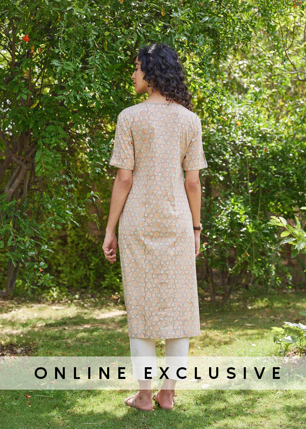 Beige Regular Voile Kurta