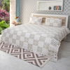 Beige Color Hand Block Printed Katha Bedcover with 2 Pillow Covers