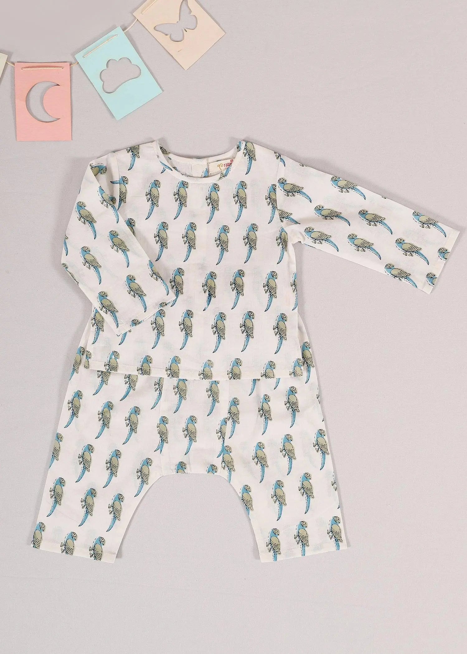 Tota Green Cotton Night Suit Unisex (3-12 Months)