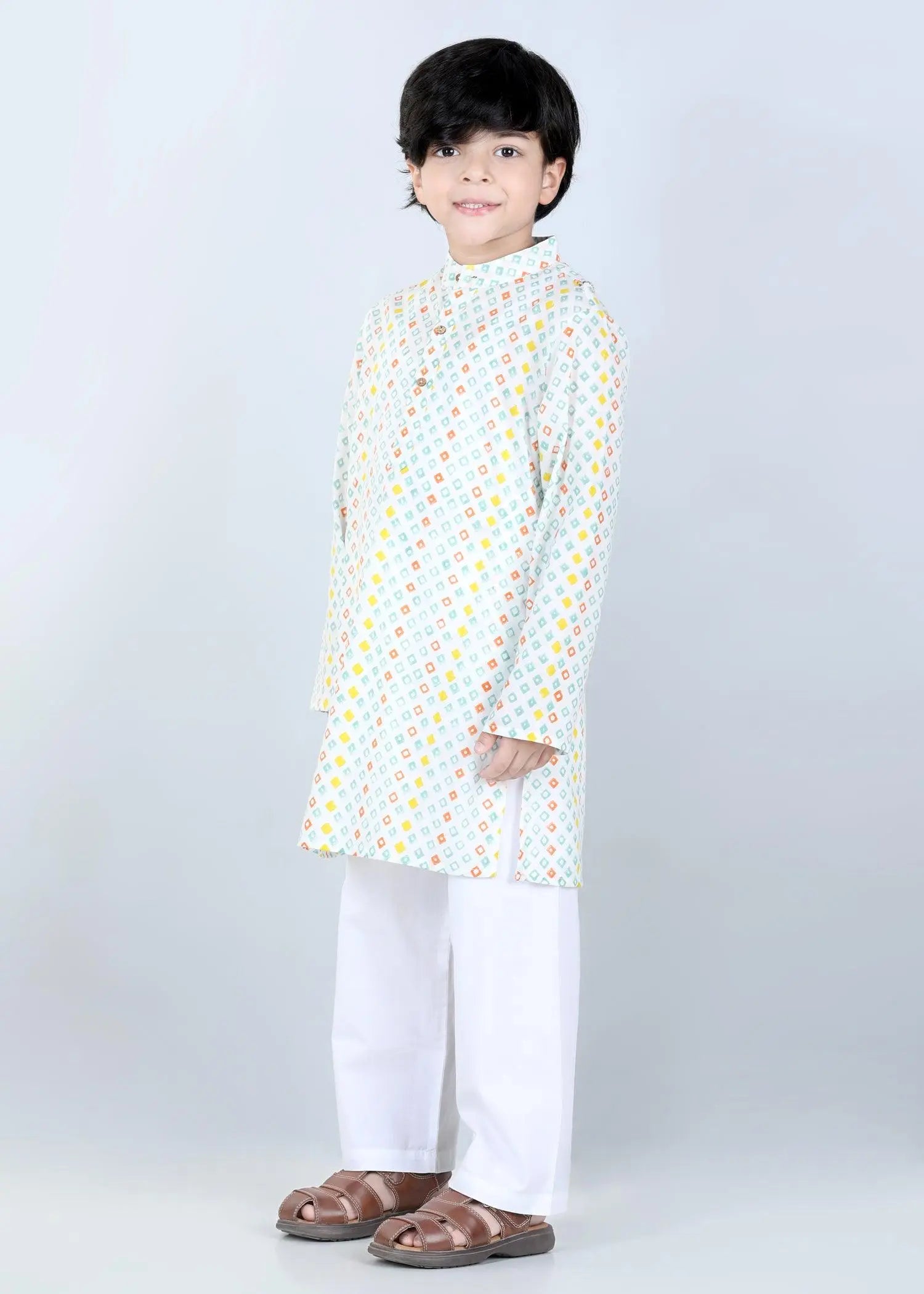 Diamond Orange Cotton Kurta Boys (2-12 Yrs)