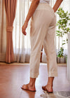 Creme Color Regular Cotton Tapered Pant
