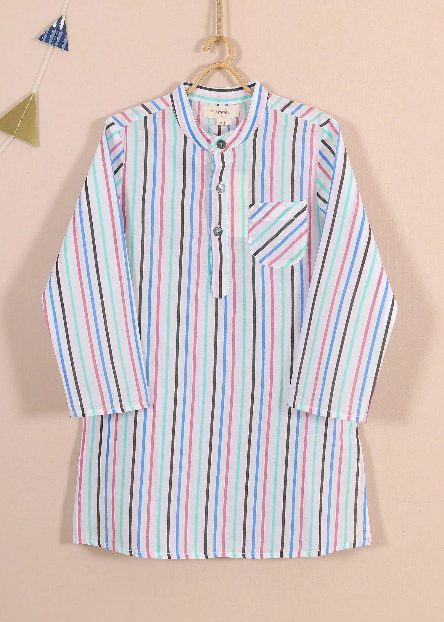 Stripes Yellow Cotton Kurta Boy  (2 Years to 12 Years)