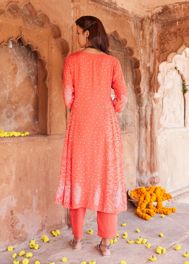 Red Flared Viscose Kurta