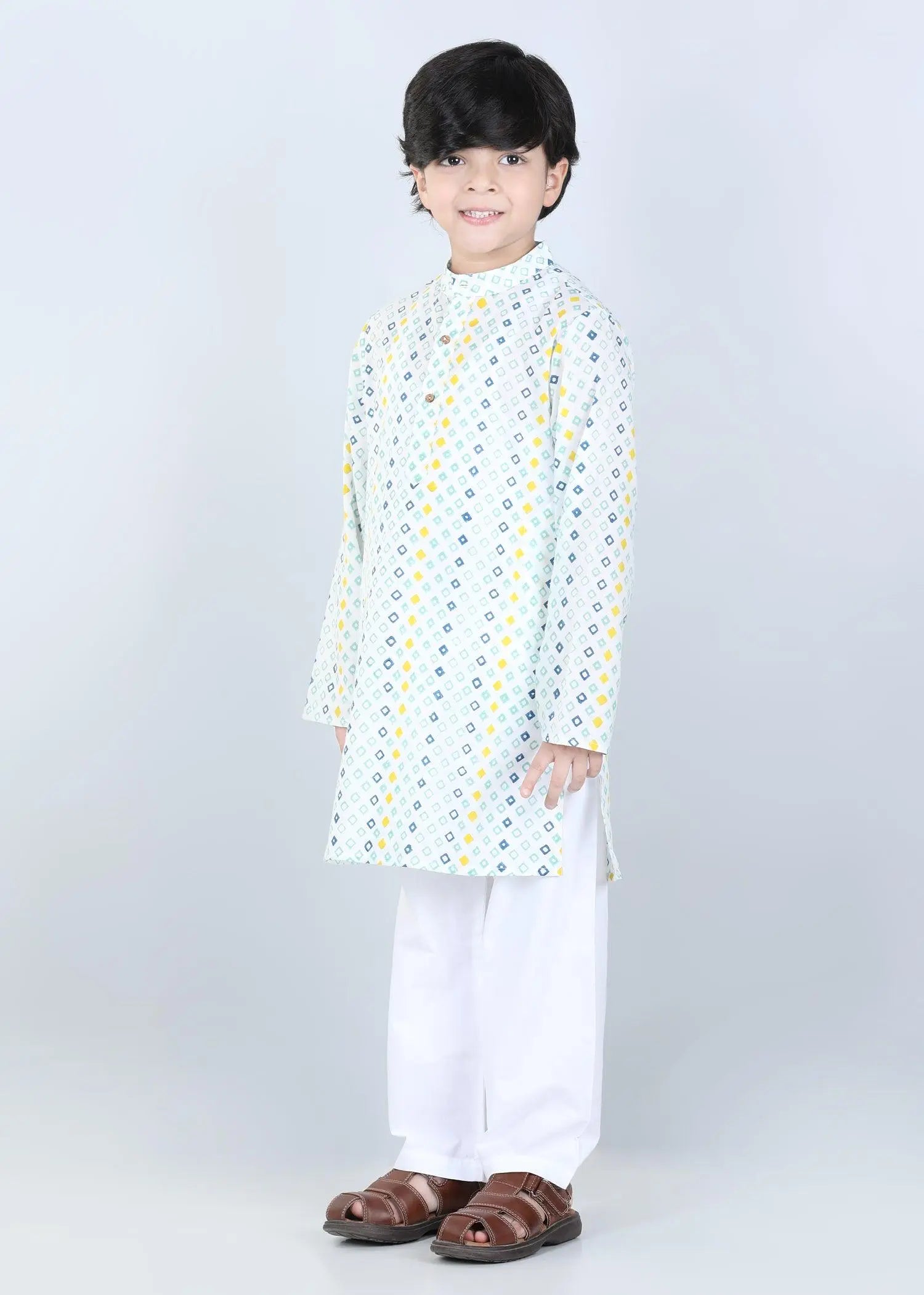 Diamond Blue Cotton Kurta Boys   (2-12 Yrs)