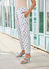 Tapered White/Blue Straight Pants