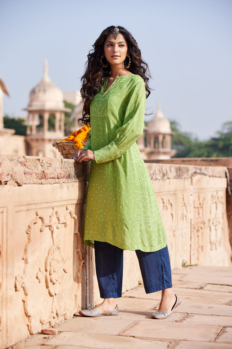 Green Loose Viscose Kurta