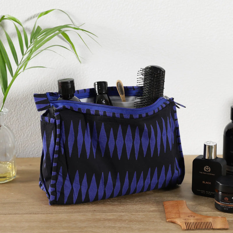 Blue Color Cotton Toilet Bag