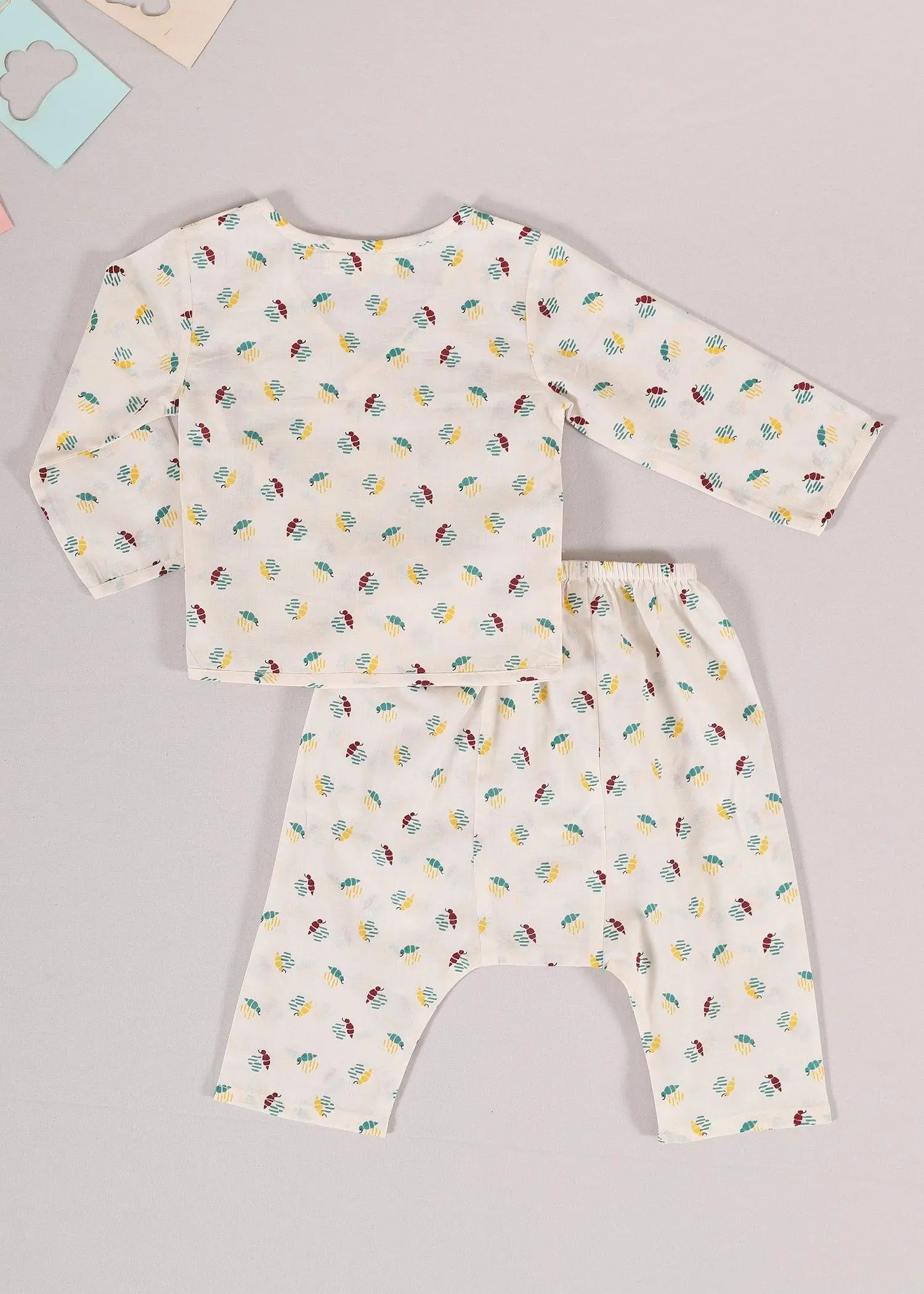 Bees Cream Cotton Night Suit Unisex (3-12 Months)