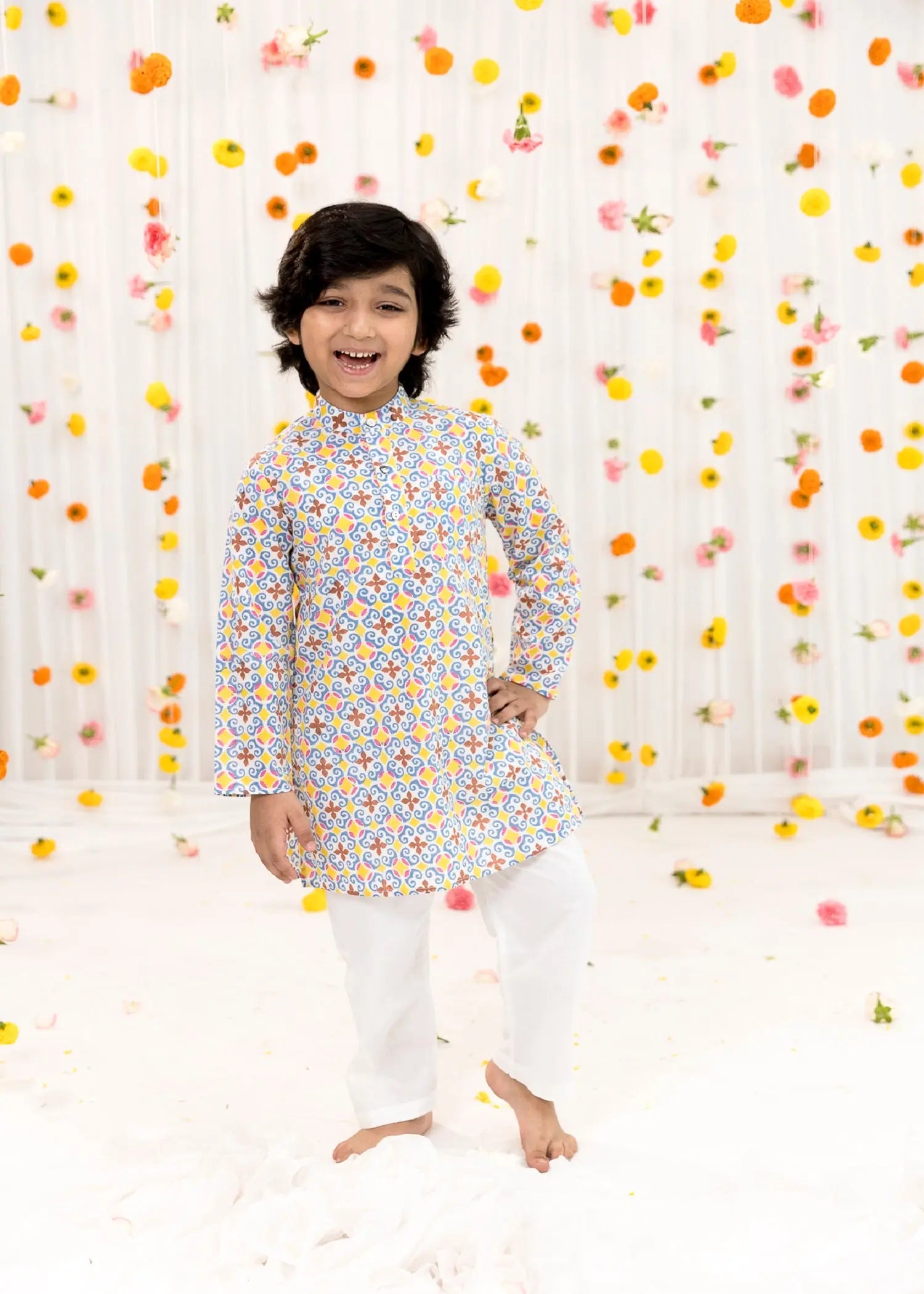 Multi Cotton Full Sleeve Kurta Boys  (2-12 Yrs)