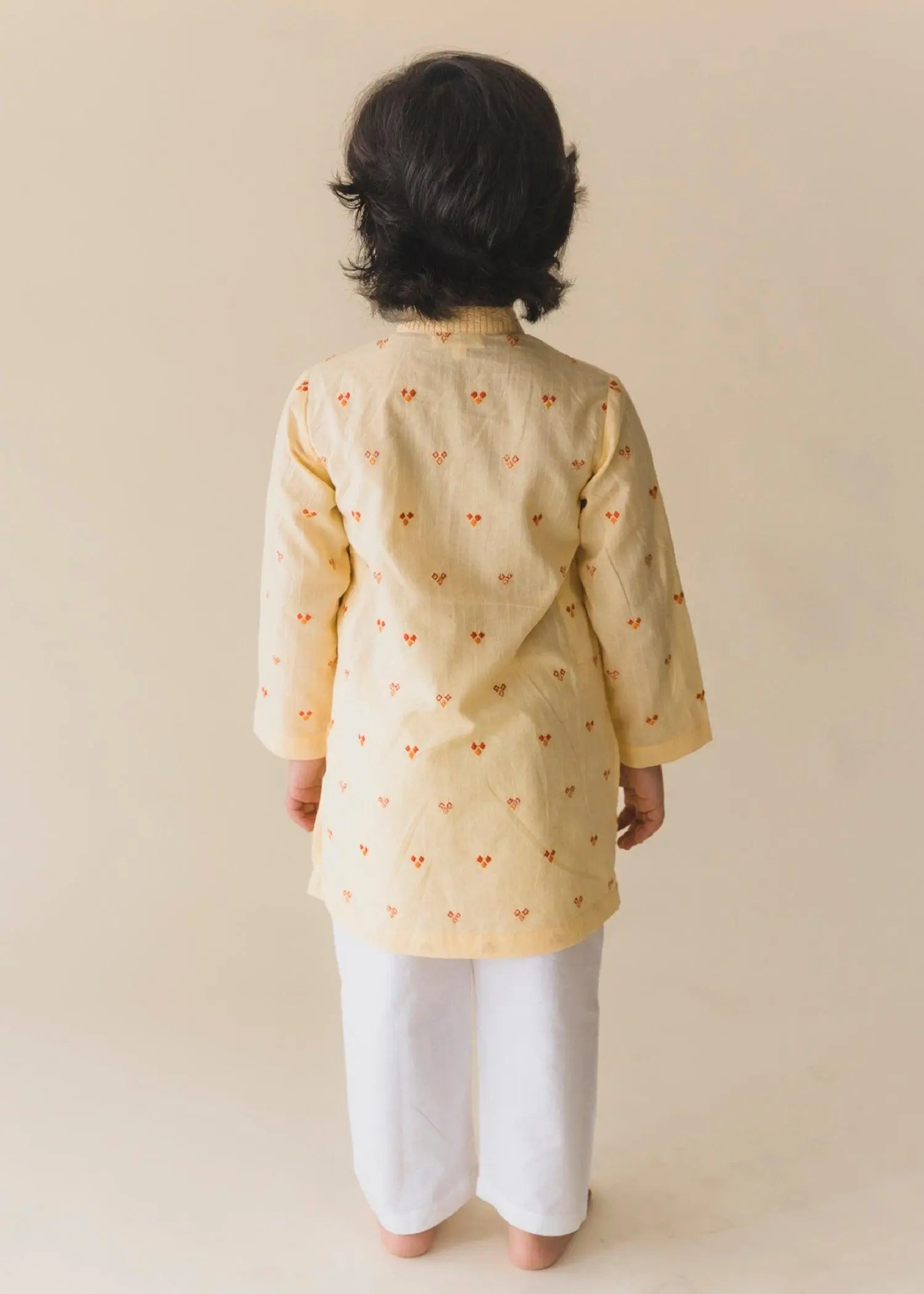 Beige Cotton Embroidered Kurta Boys (6 Months-14 Yrs)
