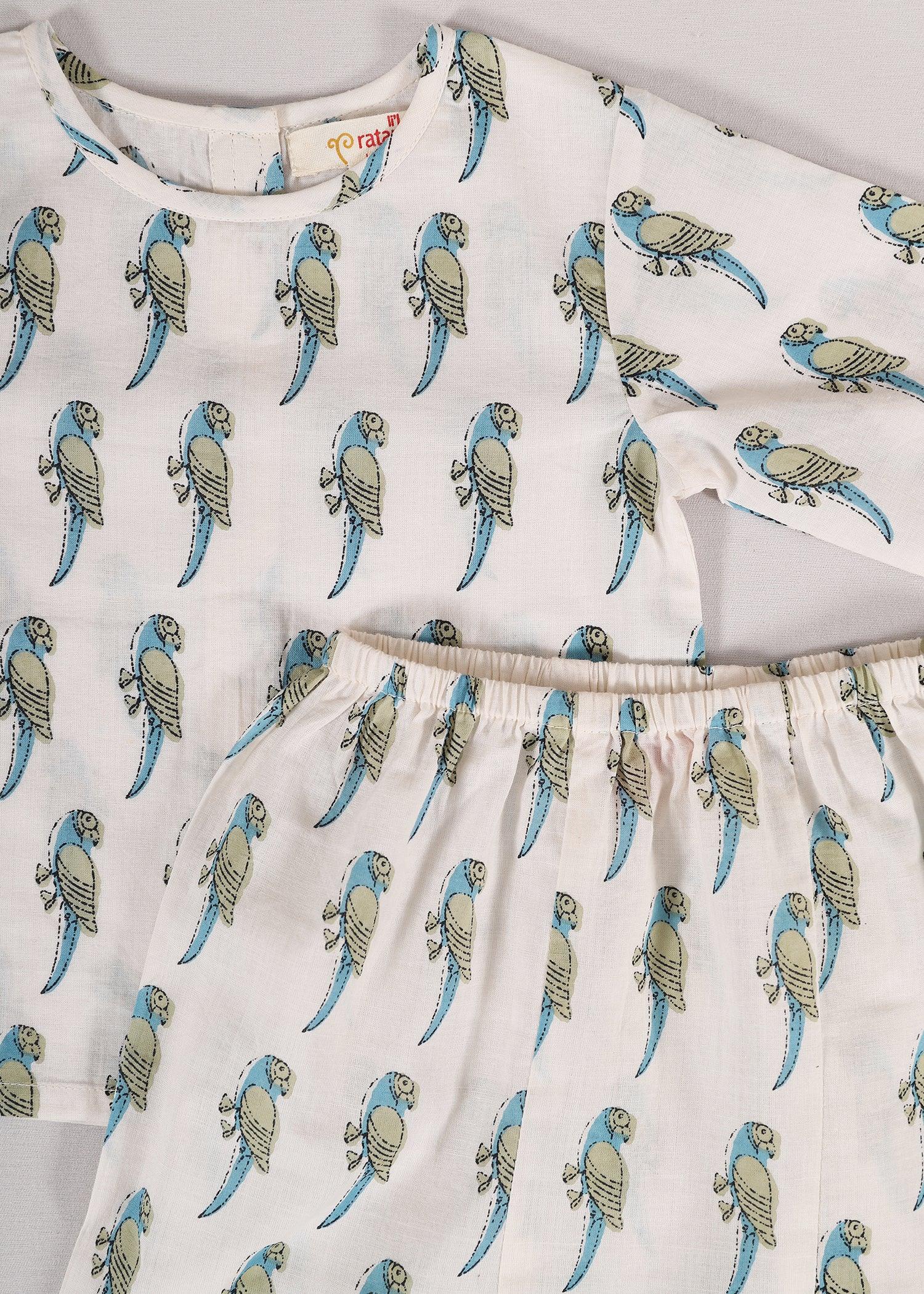 Tota Green Cotton Night Suit Unisex (3-12 Months)