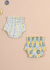 Floral/Diamond Blue Cotton Bloomers Set Of 2 (0-24 Months)