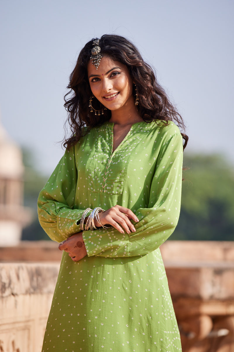 Green Loose Viscose Kurta