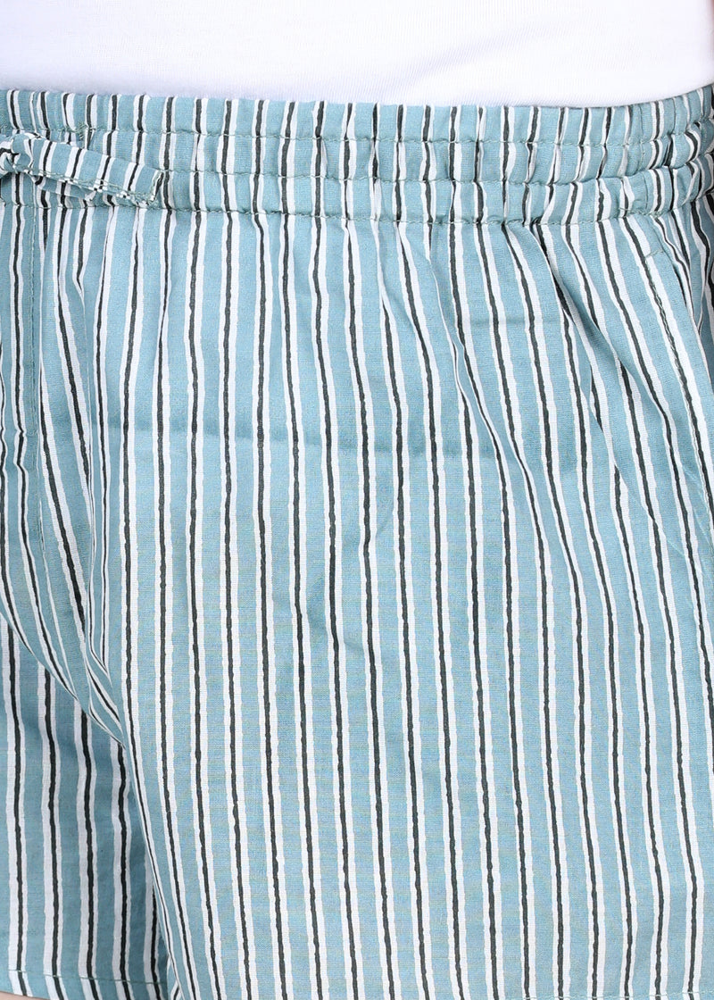 Stripes Green Cotton Snooze Shorts (1-14 Years)