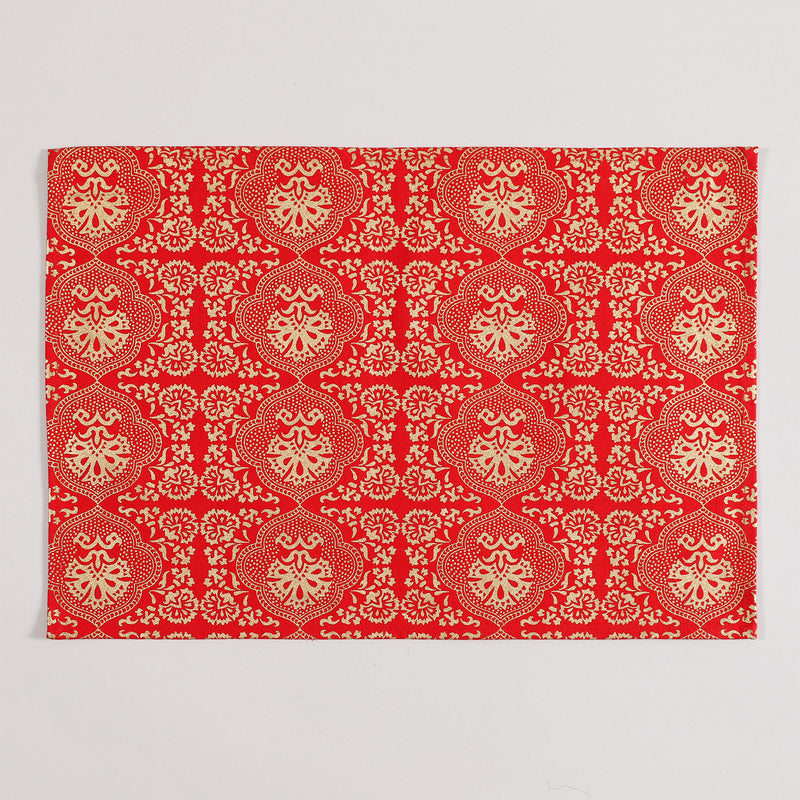 Red & Gold Cotton Table Mat Set of 6