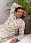 Cream Regular Cotton Full Sleeve Chinese Collar Long Kurta