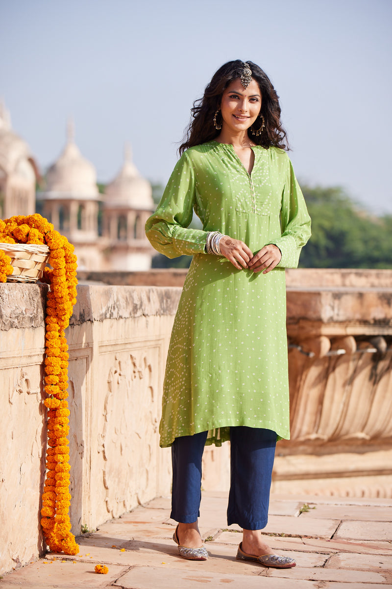 Green Loose Viscose Kurta