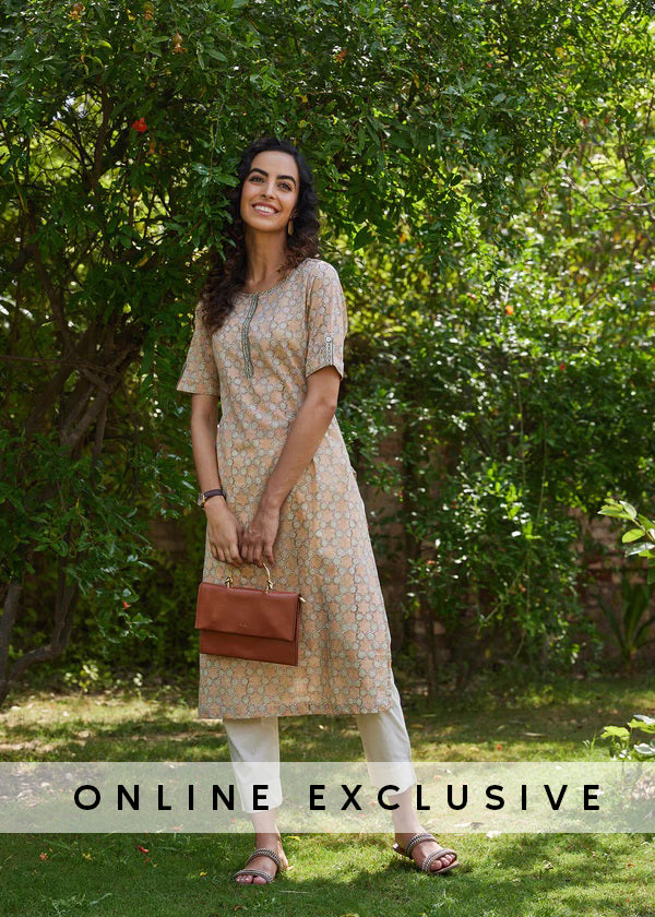 Beige Regular Voile Kurta