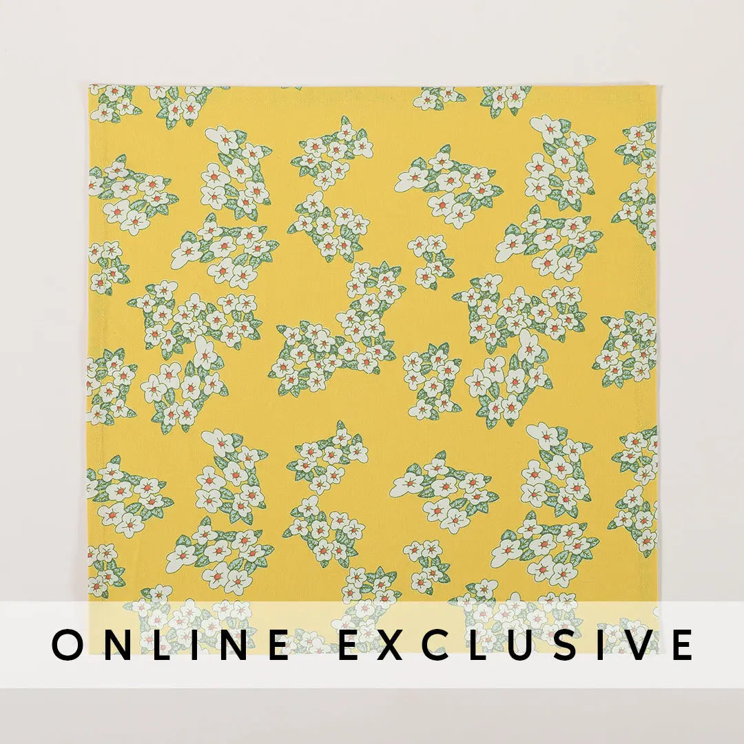 Golden Yellow Cotton Printed Napkin Set of 6