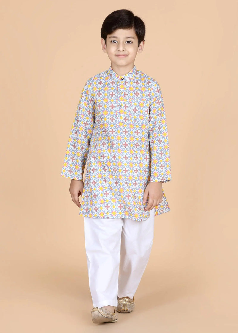 Multi Cotton Full Sleeve Kurta Boys  (2-12 Yrs)