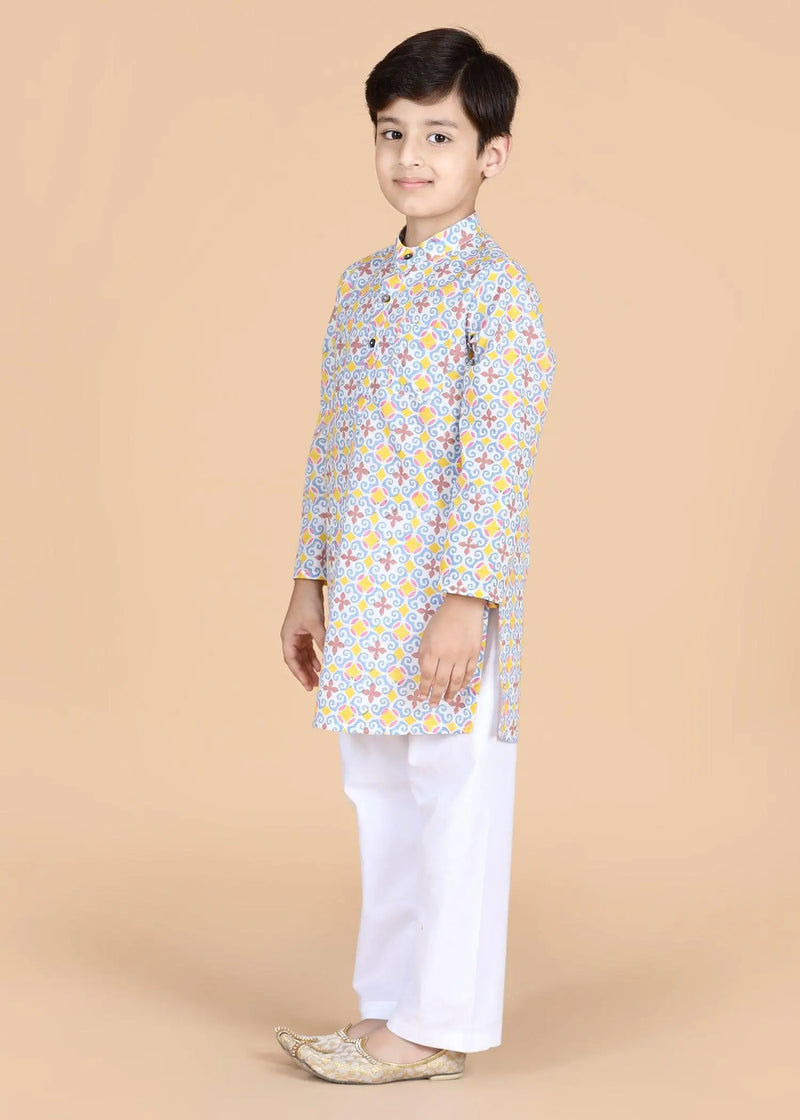 Multi Cotton Full Sleeve Kurta Boys  (2-12 Yrs)
