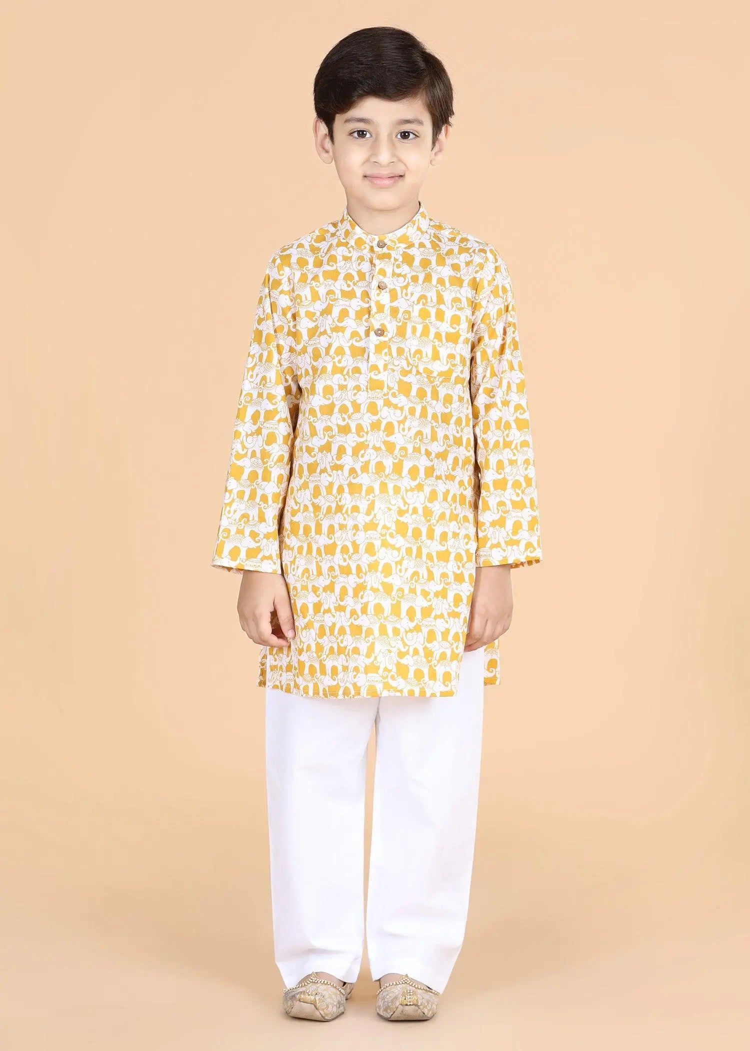 Airawat Ochre Cotton Kurta Boys (0-12 Yrs)