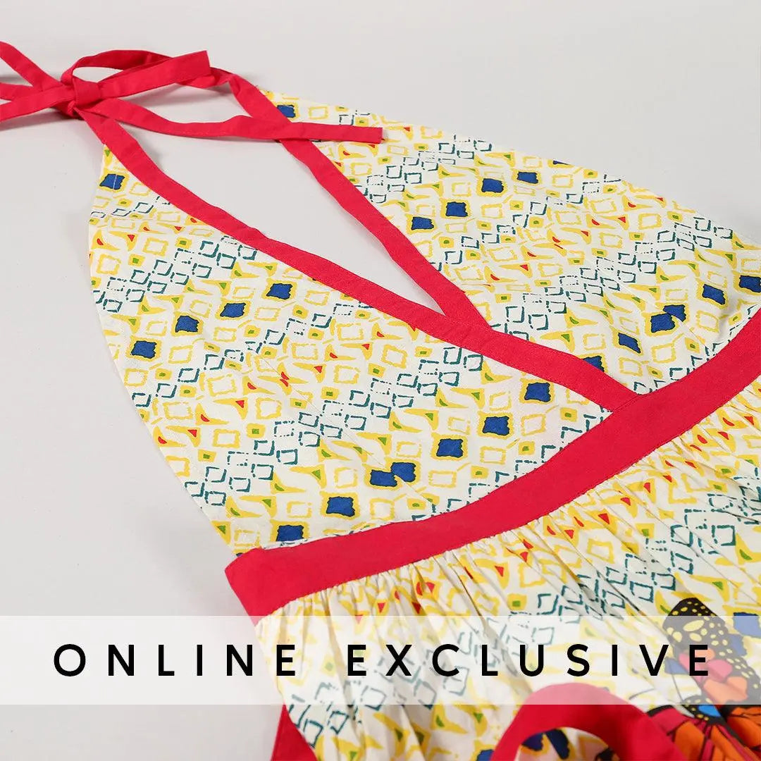 Butterfly Blue & Pink Cotton Apron