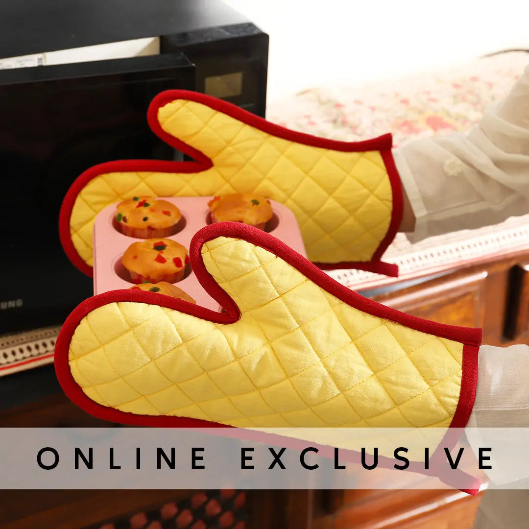 Yellow Cotton Oven Gloves