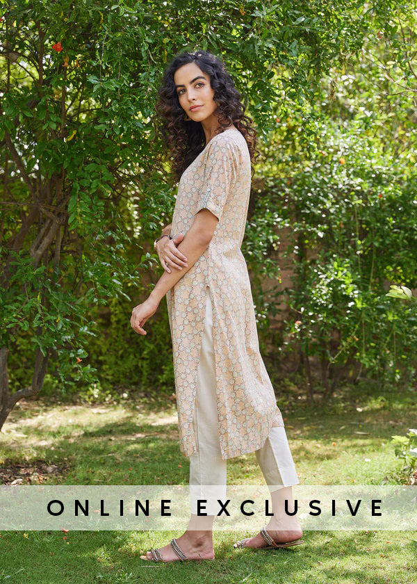 Beige Regular Voile Kurta