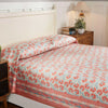 Rimansh Stripes Green and Maroon Hand Screen Print Glace Cotton Bed Cover