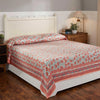 Rimansh Stripes Green and Maroon Hand Screen Print Glace Cotton Bed Cover