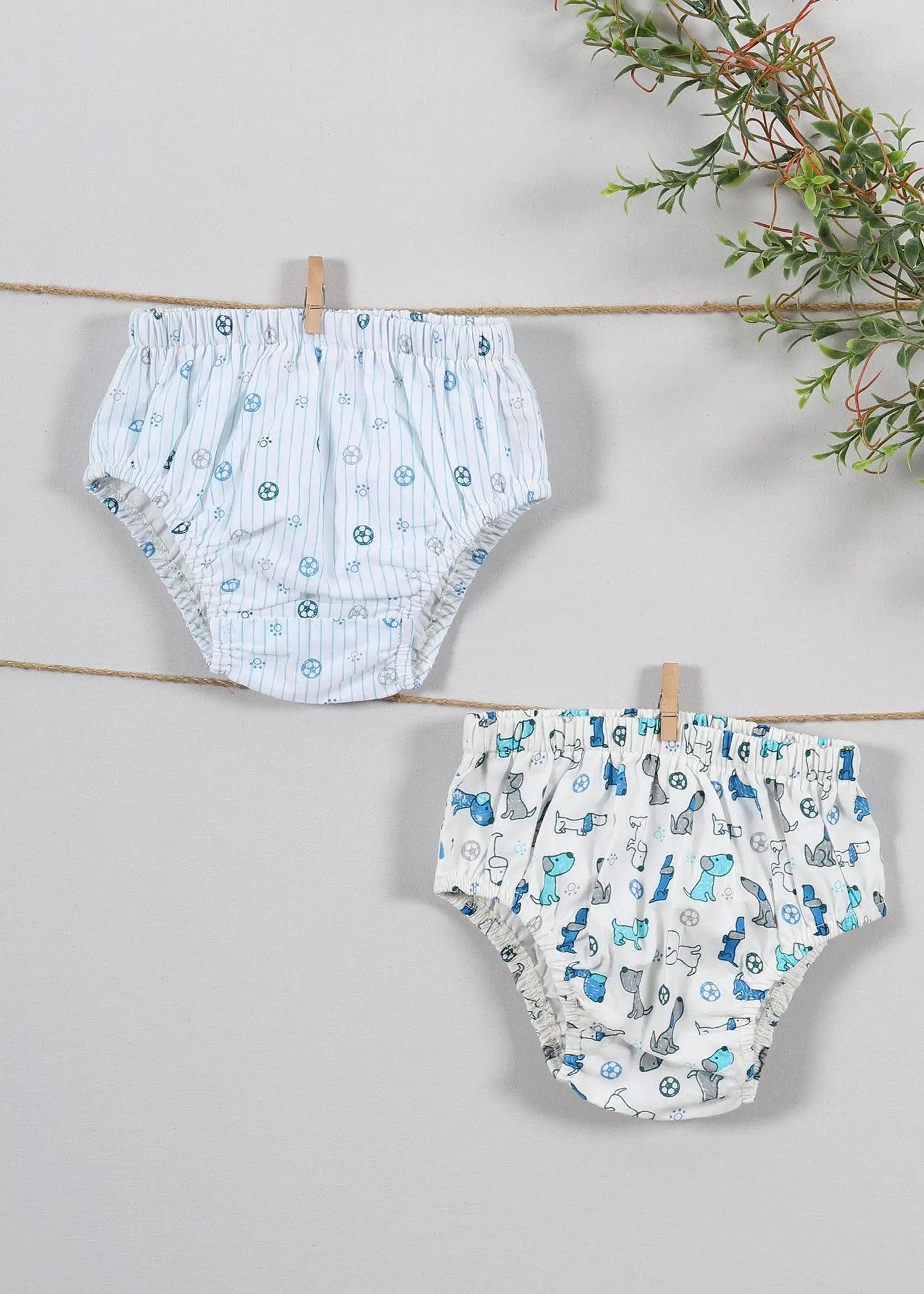 Lazy Dog/Stripes Blue Cotton Brief Set of 2 Baby (0-6 Months)