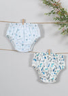 Lazy Dog/Stripes Blue Cotton Brief Set of 2 Baby (0-6 Months)
