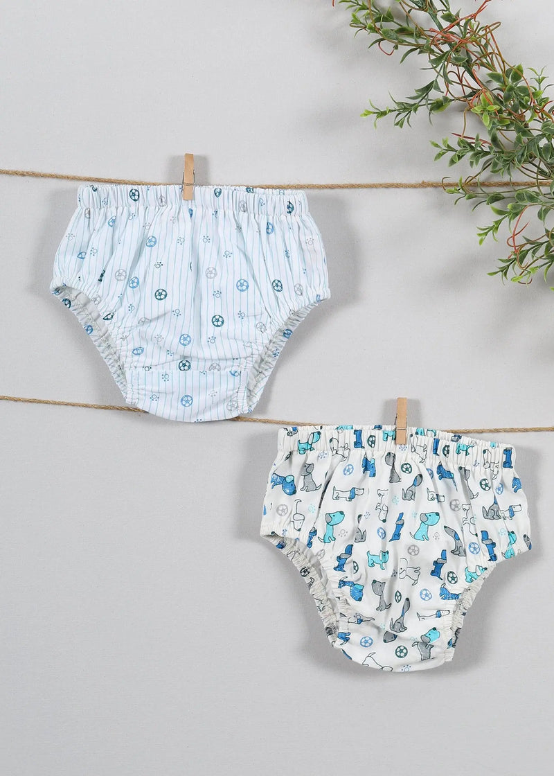 Lazy Dog/Stripes Blue Cotton Brief Set of 2 Baby (0-6 Months)