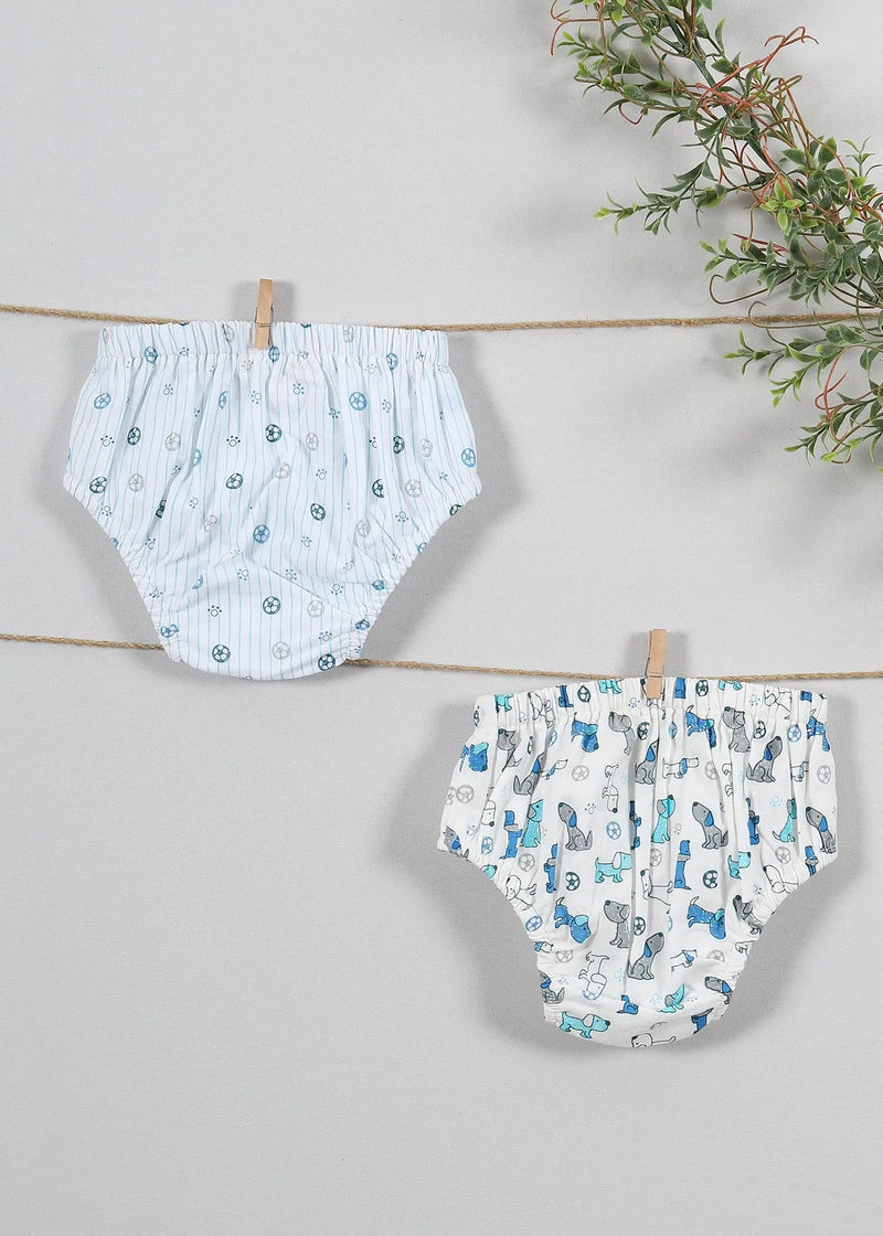 Lazy Dog/Stripes Blue Cotton Brief Set of 2 Baby (0-6 Months)