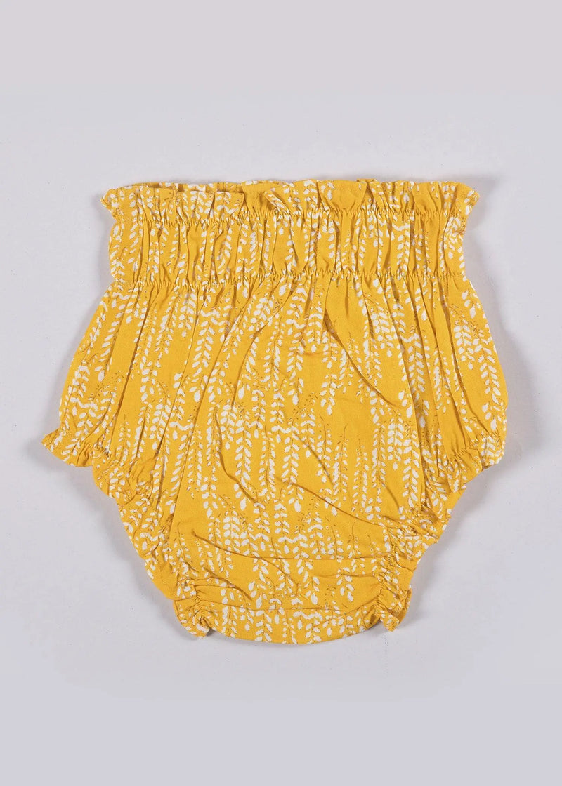 Classic Posy and Leaves Yellow Cotton Bloomer Set of 2 (6-24 Month)