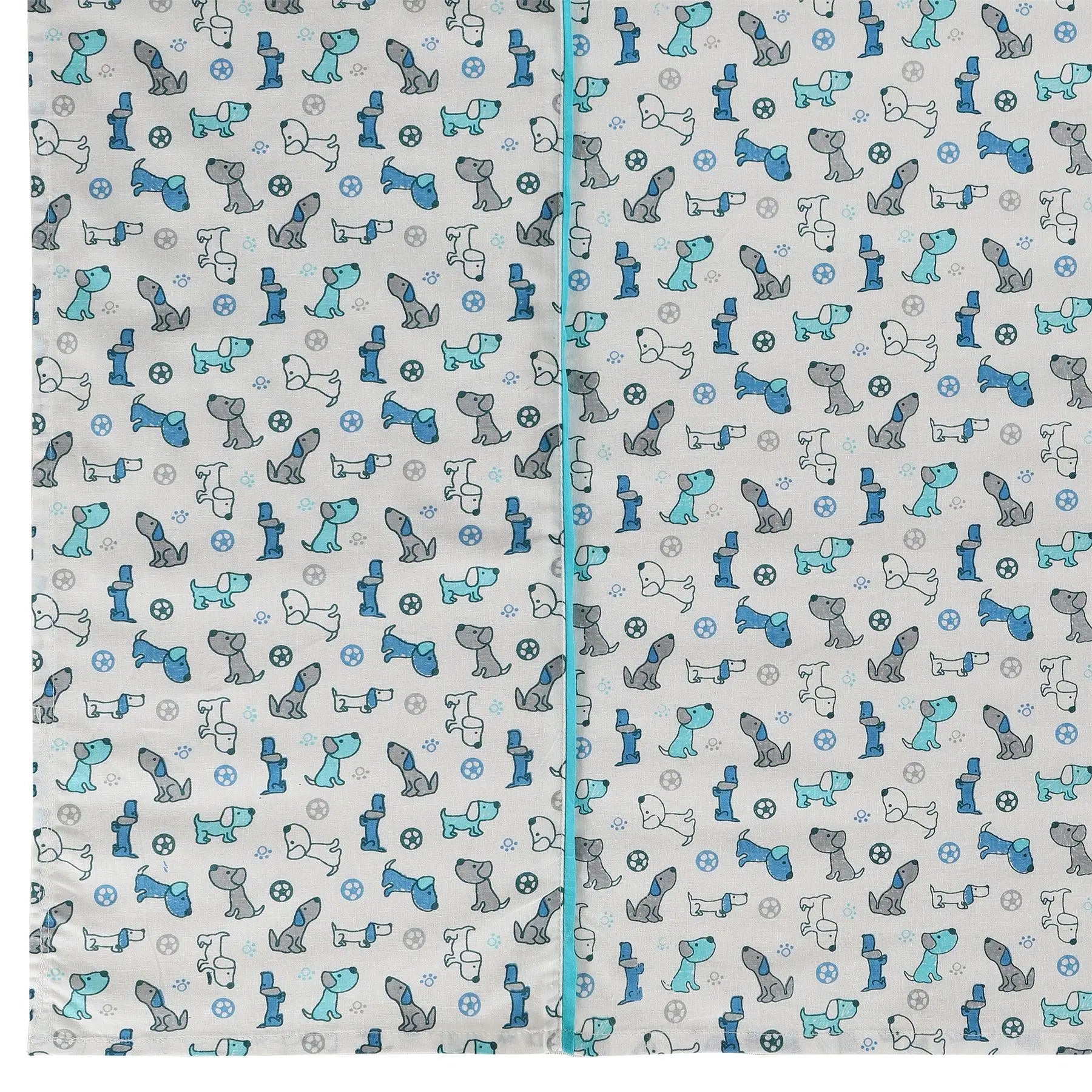 Lazy Dog White Cotton Single Bedsheet with One Pillow Cover Kids