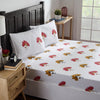 Peonia Pink & Yellow Hand Block Print Cotton Bedsheet with Two Pillow Covers