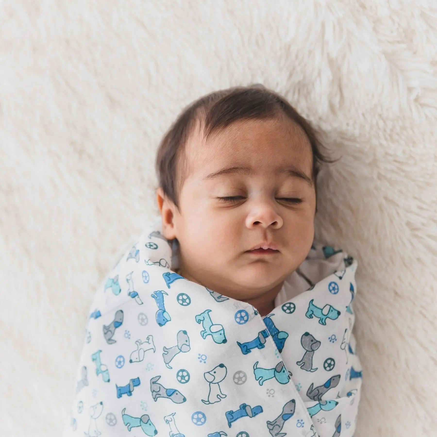 Lazy Dog Blue Cotton Baby Swaddle Wrap (Set of 2)
